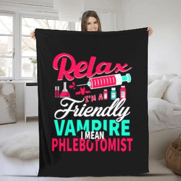 Discover Funny Phlebotomist Blood Technician nurses Friendly Vampire Fleece Blankets