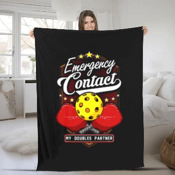 Discover Emergency Contact Doubles Partner Pickleball Player Funny 3 Baseball Tees Fleece Blankets