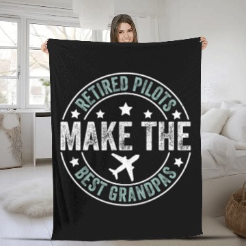 Discover Retired Pilot Grandpa Copilot Airplane Captain Retirement Baseball Tees Fleece Blankets