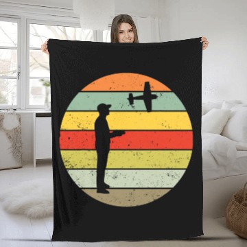 Discover Model aeroplane model aviator pilot model flight retro vintage Fleece Blankets