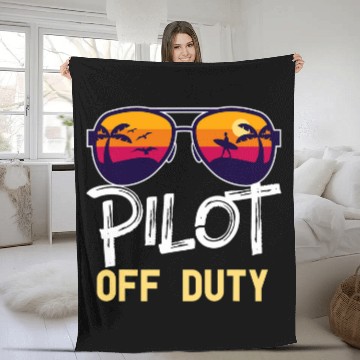 Discover Pilot Off Duty Beach Time Off Funny Summer Vacation Baseball Tees Fleece Blankets