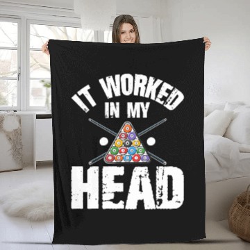 Discover It Worked In my Head Cool Billiards Squad Funny Pool Player Fleece Blankets