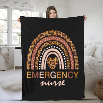 Discover ER nurses Emergency nurses Leopard Rainbow Text School Student Fleece Blankets