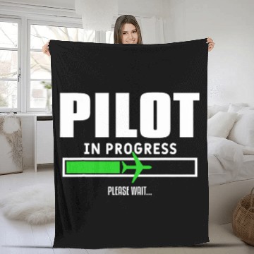 Discover Pilot In Progress Future Aviator Aviation School Student Fleece Blankets