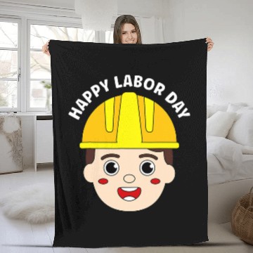 Discover Happy Labor Day School Boy Worker Baseball Tees Fleece Blankets