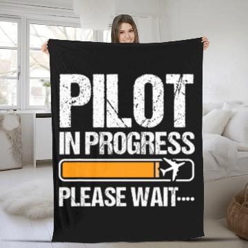 Discover Pilot In Progress Please Wait Funny Pilot School Student 3 Baseball Tees Fleece Blankets