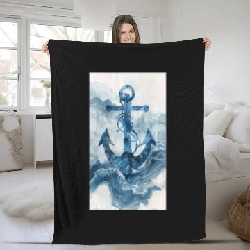 Discover Abstract Nautical Blue Anchor Nautical Maritime Fleece Blankets
