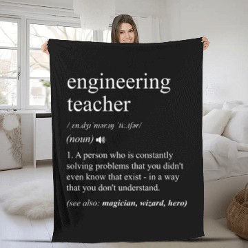 Discover Engineering Teacher Funny Dictionary Definition Fleece Blankets