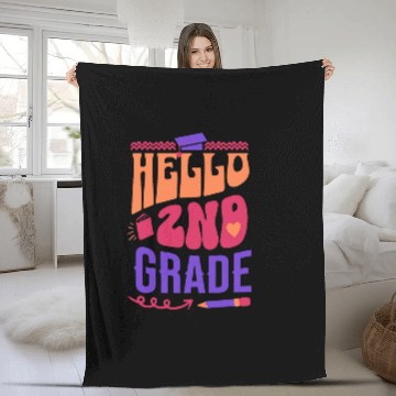 Discover Hello Second Grade Team 2nd Grade Back to School Teacher Kid Fleece Blankets