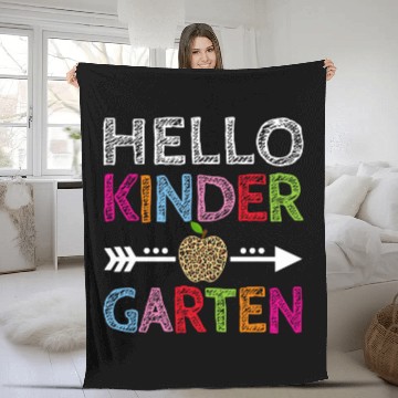 Discover Hello Kindergarten Back to School Teacher Student Leopard Zip Fleece Blankets