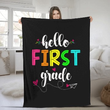Discover Hello First Grade Kids Teacher Student Back To School Baseball Tees Fleece Blankets