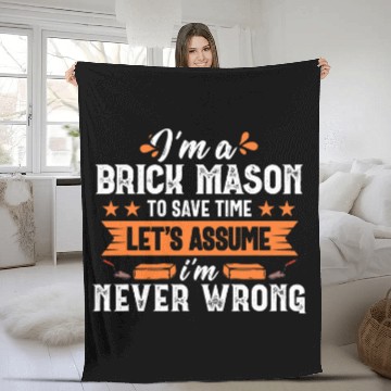 Discover Save Time Brick Mason Bricklayer Construction Worker Gift Fleece Blankets