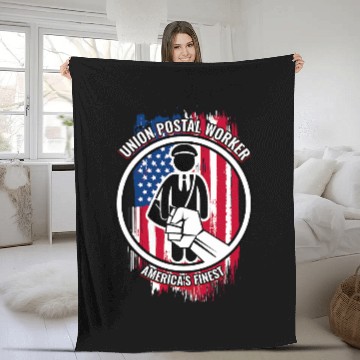 Discover Union Postal Worker American for Postal Workers Baseball Tees Fleece Blankets
