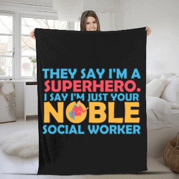 Discover Womens Superhero Social Worker Fleece Blankets