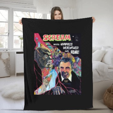 Discover Halloween Horror vintages Werewolfs Vampire Comic Book Retro Fleece Blankets