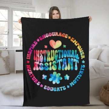 Discover Instructional Assistant Crew 100th Day School Teacher Aide Baseball Tees Fleece Blankets