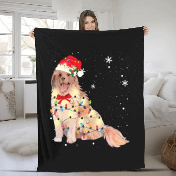 Discover leonberger dog christmas light xmass mom dad s Fleece Blankets