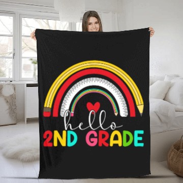 Discover Hello Second Grade Rainbow Team 2nd Grade Teacher Baseball Tees Fleece Blankets