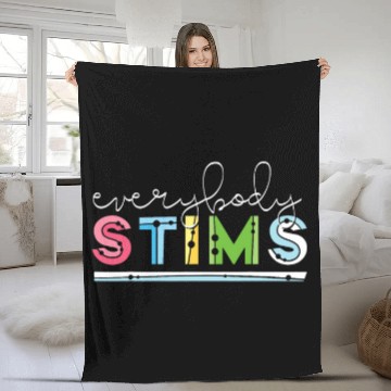 Discover Everybody Stims Autism Awareness Special Education Teacher Baseball Tees Fleece Blankets