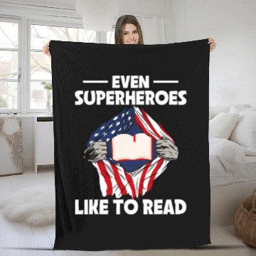 Discover Even Superheroes Like To Read American Flag Book Baseball Tees Fleece Blankets