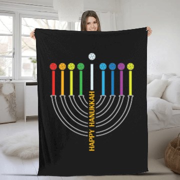 Discover Hanukkah Menorah Pickleball Fleece Blankets