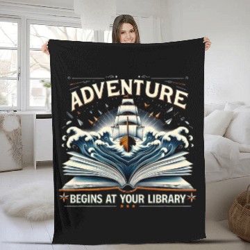 Discover Adventure Begins At Your Library Book Lover Hiking Camping 3 Fleece Blankets
