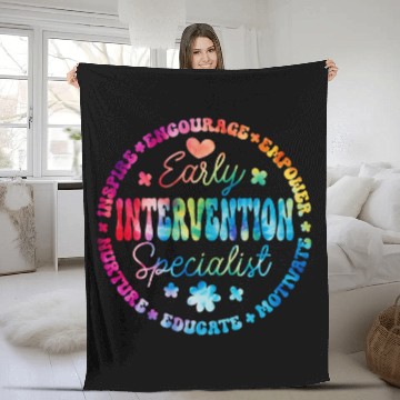 Discover Intervention Teacher Team Early Intervention Specialist 2 Baseball Tees Fleece Blankets