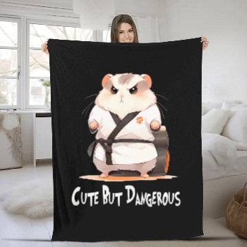 Discover Cute But Dangerous Funny Hamster Karate Fleece Blankets