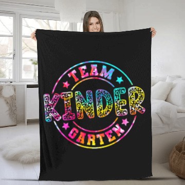 Discover team kindergarten leopard tie dye teacher student kids s Fleece Blankets