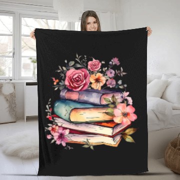 Discover Books Flowers Love Spring Pastel Reading Fleece Blankets