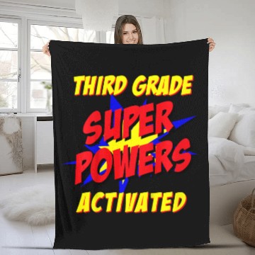 Discover Kids Third Grade Superpower Superhero Comic Book First Day School Fleece Blankets