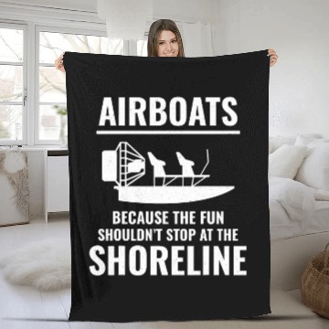Discover Airboat Fanboat Airboating Swamp Boat Captain Fleece Blankets