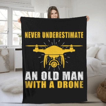Discover Never underestimate an old Man with a Drone Pilot Zip Fleece Blankets