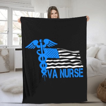 Discover Team VA nurses patriotic veterans nurses American Flag Fleece Blankets