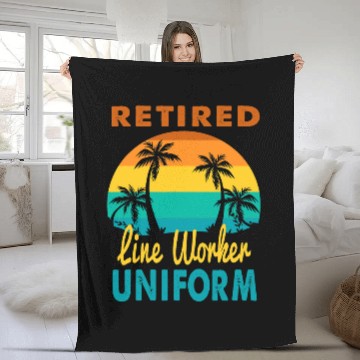 Discover Retired Line Worker Uniform Tropical Island Retirement Baseball Tees Fleece Blankets