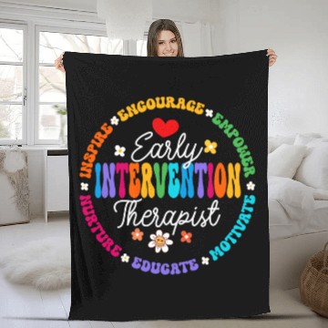 Discover Intervention Teacher Team Early Intervention Therapist 5 Baseball Tees Fleece Blankets