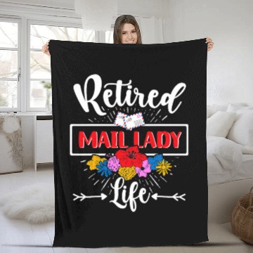 Discover Retired Mail Lady Flowers Postal Worker Retirement Fleece Blankets