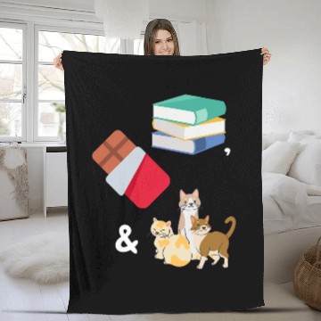 Discover Books Chocolate Cats Cute Book Lover Fleece Blankets
