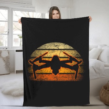 Discover Retro Flying Drone Pilot Quadcopter Racer Remote Control Fleece Blankets