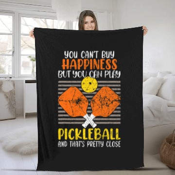 Discover Happiness And Pickleball Funny Gift Fleece Blankets