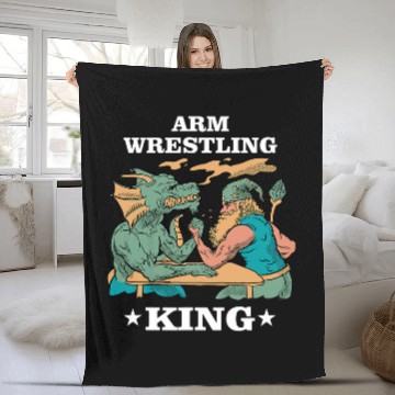 Discover Arm Press Arm Wrestling King Fleece Blankets