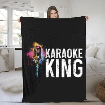 Discover Karaoke King Singer vintages Microphone Singing Fleece Blankets