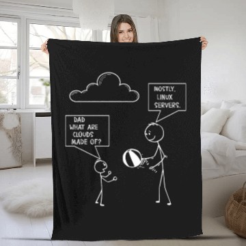 Discover Funny programmer coder joke clouds made of linux servers Fleece Blankets