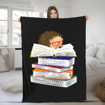 Discover Hedgehog Book Lover Hedgepig FurzePig Bookworm Nerd Reader Fleece Blankets