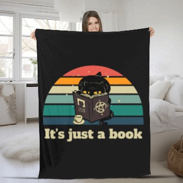 Discover Its Just A Book Cat Coffee Tea Sunset Magic Book Fleece Blankets