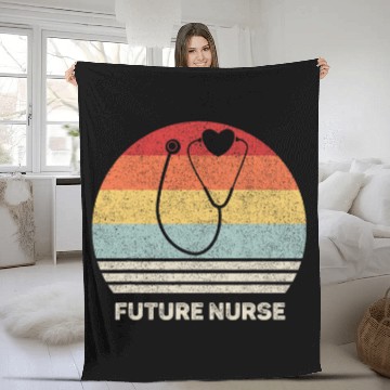 Discover Retro Future nurses Nursing Student Gift Stethoscope Fleece Blankets