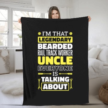 Discover Bearded Uncle Design for Rail Worker Uncle and Train Lover Fleece Blankets