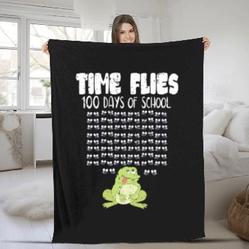 Discover Time Flies 100 Days School Frog Funny 100th Day Student Baseball Tees Fleece Blankets