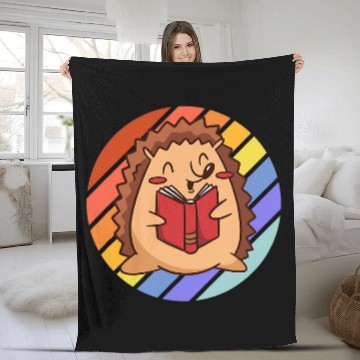 Discover hedgehog with book Fleece Blankets