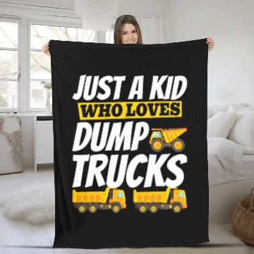 Discover Dump Truck Just a Kid Who Loves Dump Trucks 2 Fleece Blankets